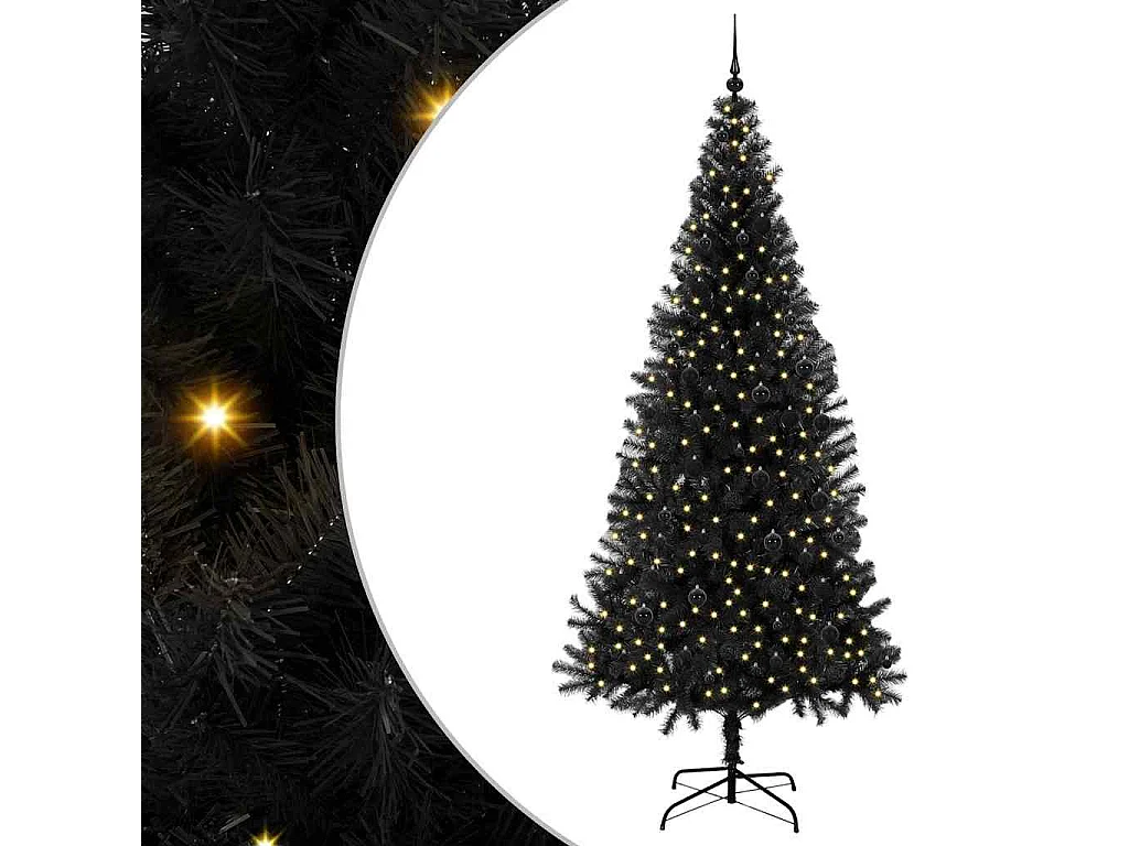 Albero di Natale con 300 LED con supporto Nero 240 cm PVC