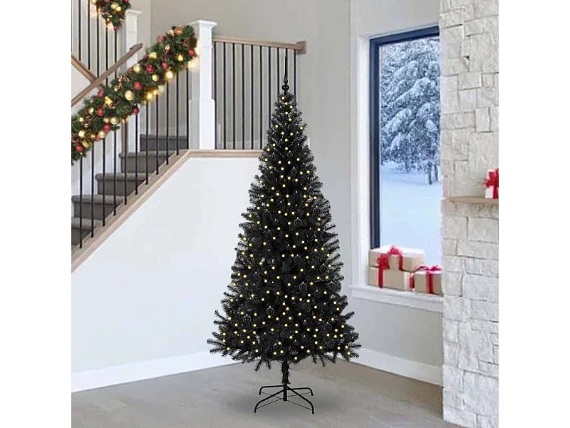 Albero di Natale con 300 LED con supporto Nero 240 cm PVC