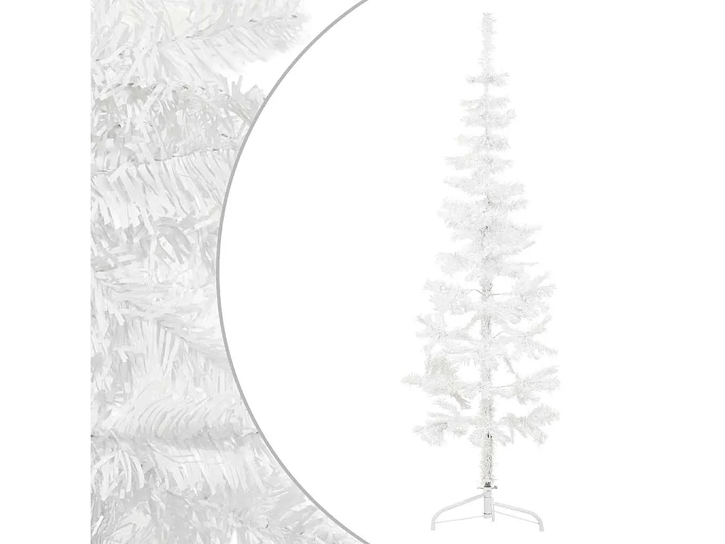 Albero di Natale artificiale mezzo sottile con supporto bianco 150 cm