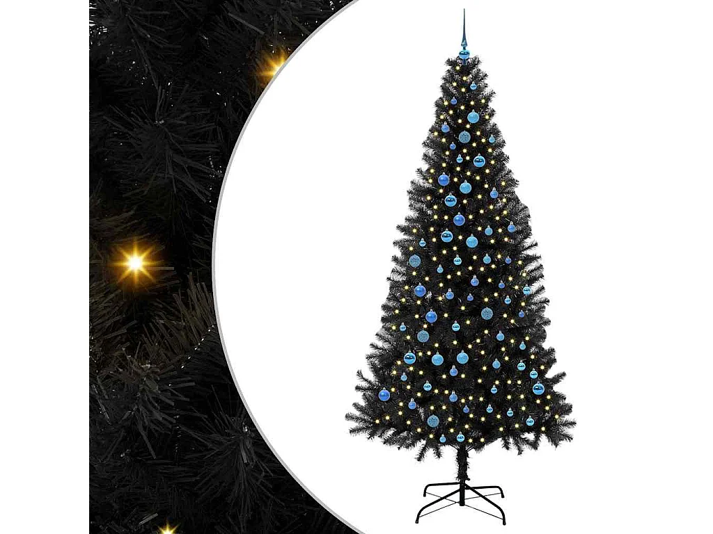 Albero di Natale con 300 LED con supporto Nero 240 cm PVC