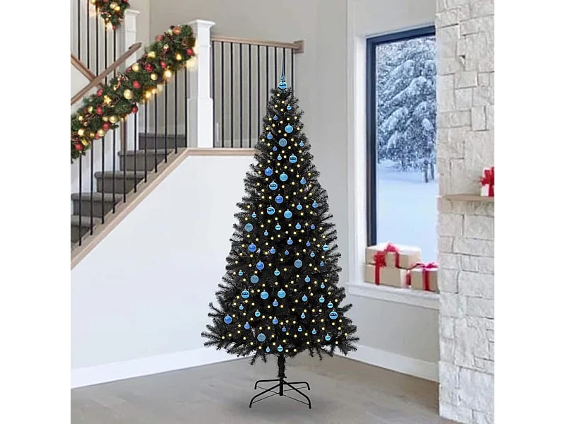 Albero di Natale con 300 LED con supporto Nero 240 cm PVC