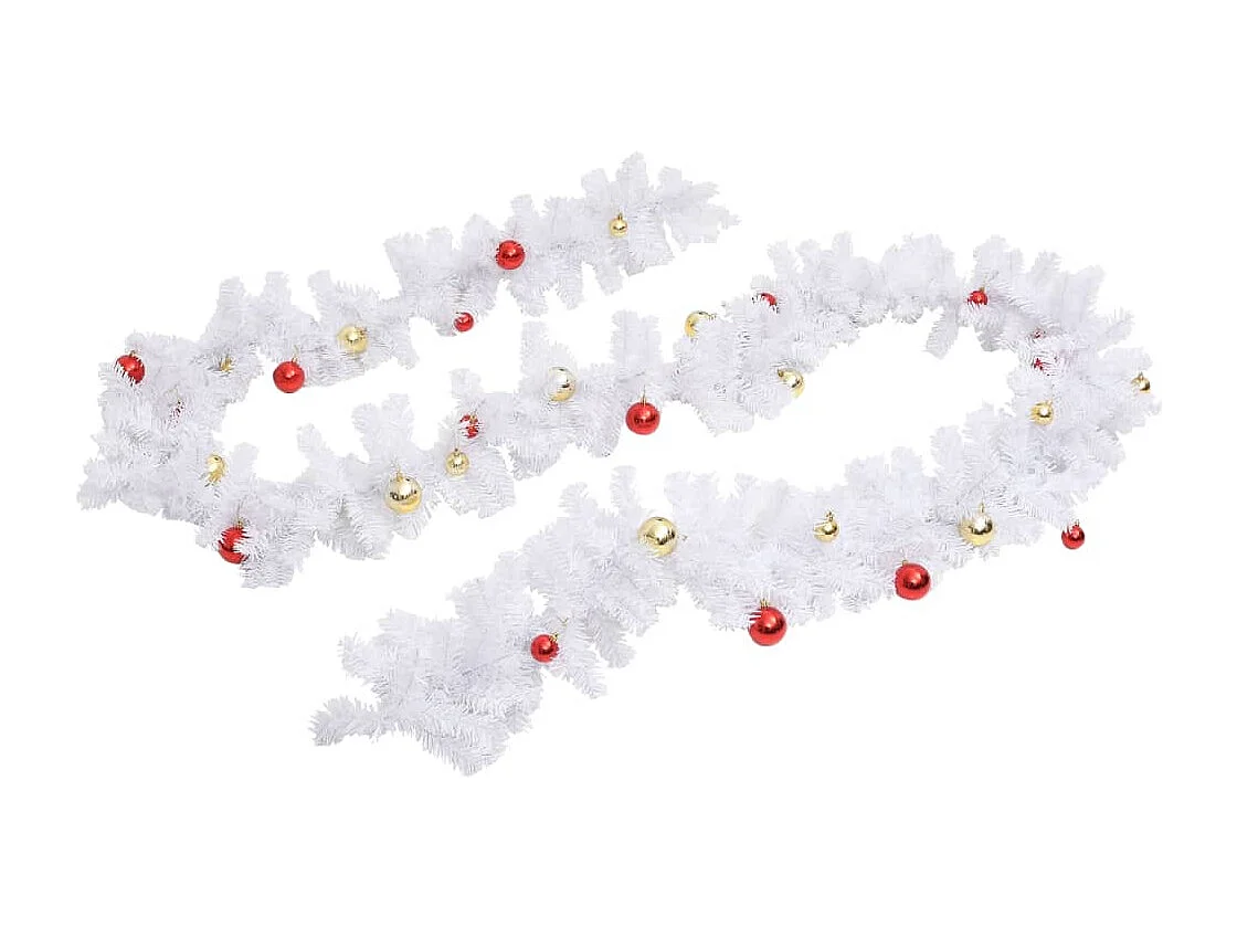 Guirlande de Noël décorée avec boules Blanc 5 m