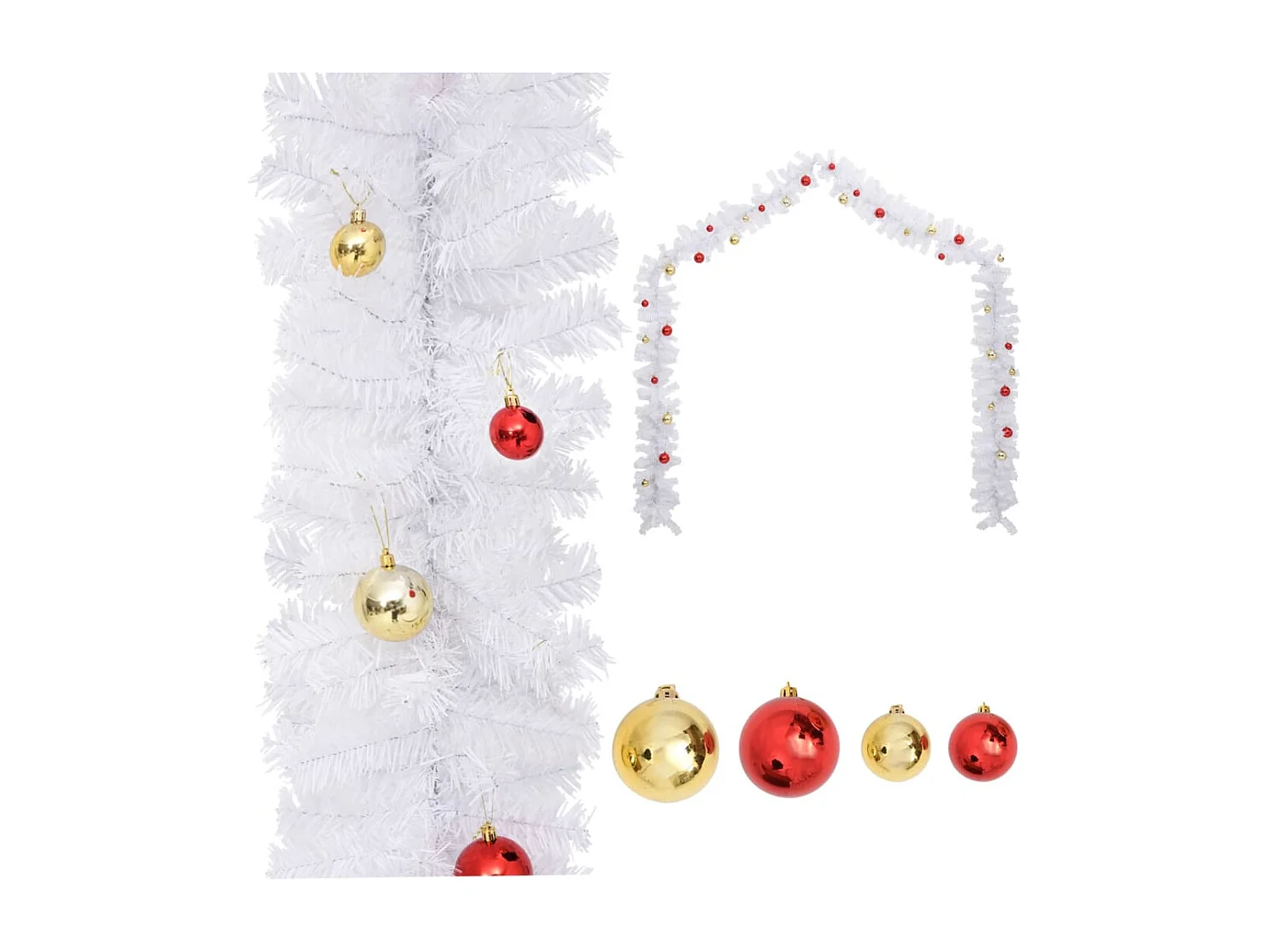 Guirlande de Noël décorée avec boules Blanc 5 m