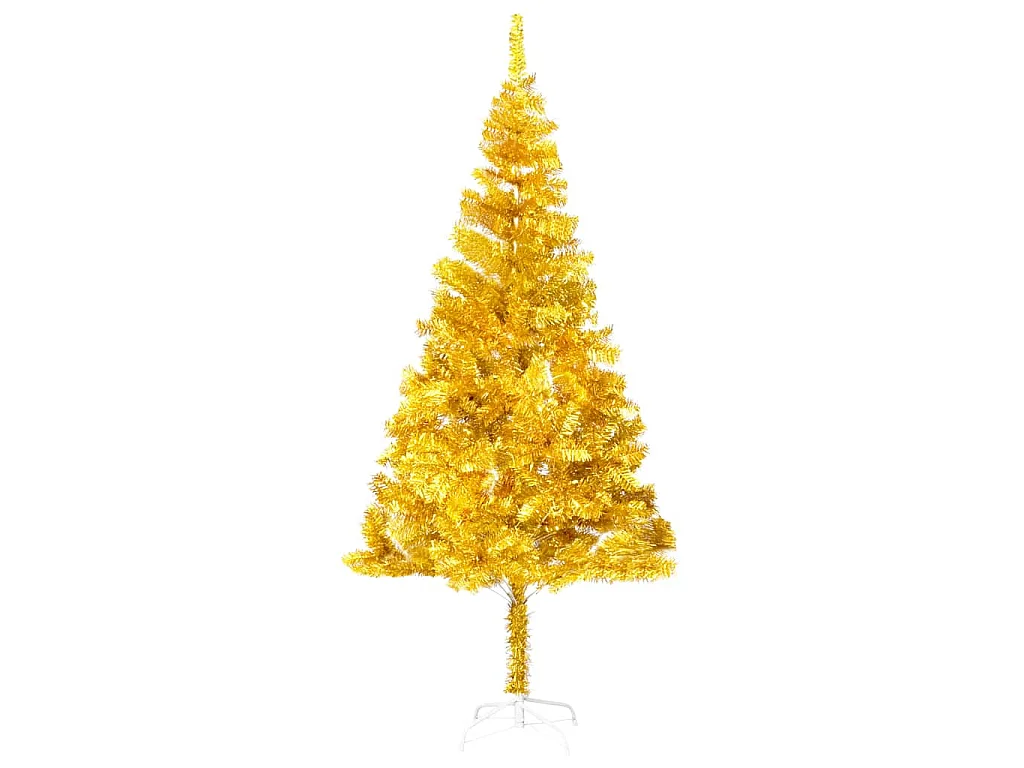 Arbre de Noël artificiel pré-éclairé et boules doré 180 cm PET