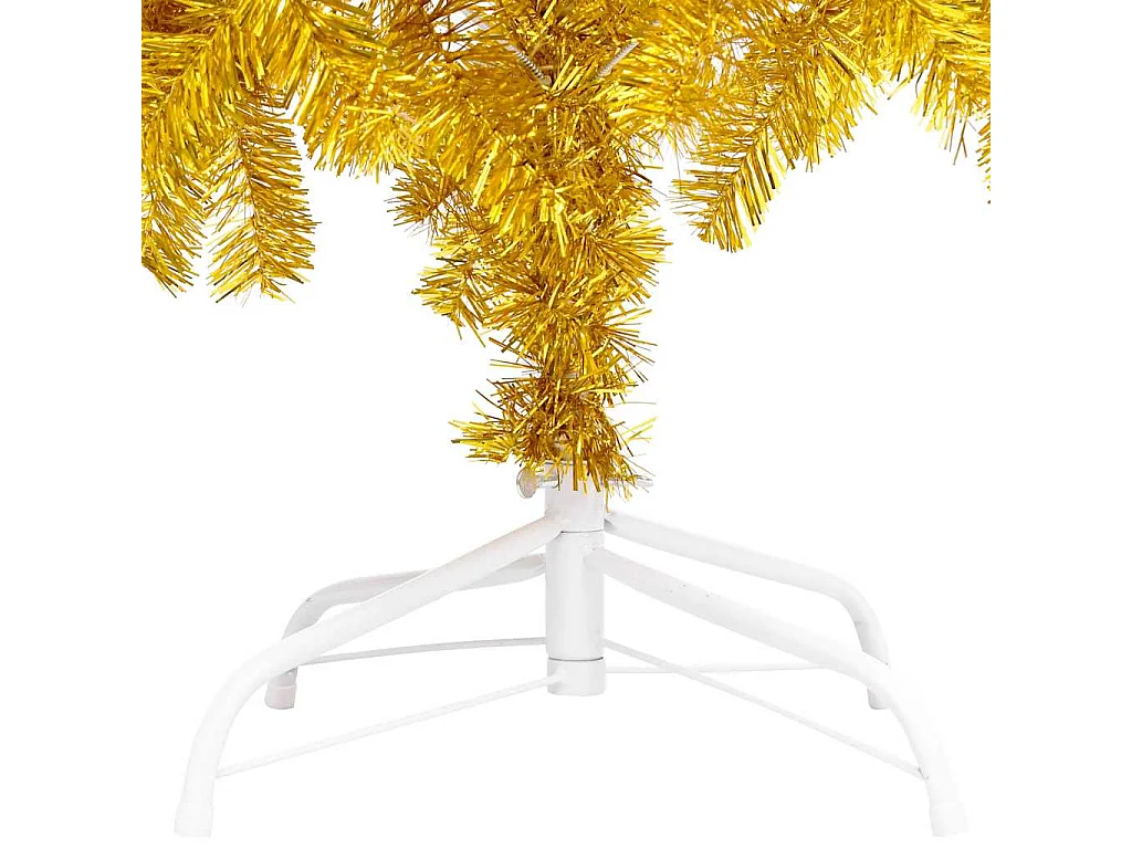 Arbre de Noël artificiel pré-éclairé et boules doré 180 cm PET