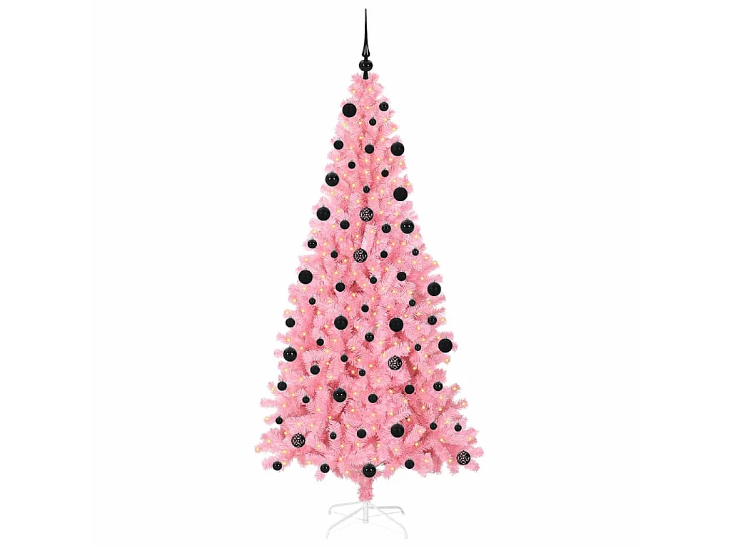 Albero di Natale con 300 LED con supporto Rosa 210 cm PVC