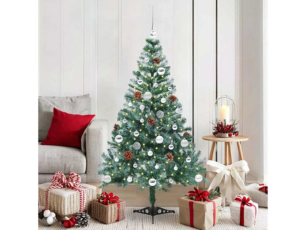 Albero di Natale artificiale con 150 LED Verde 150 cm PVC e Acciaio