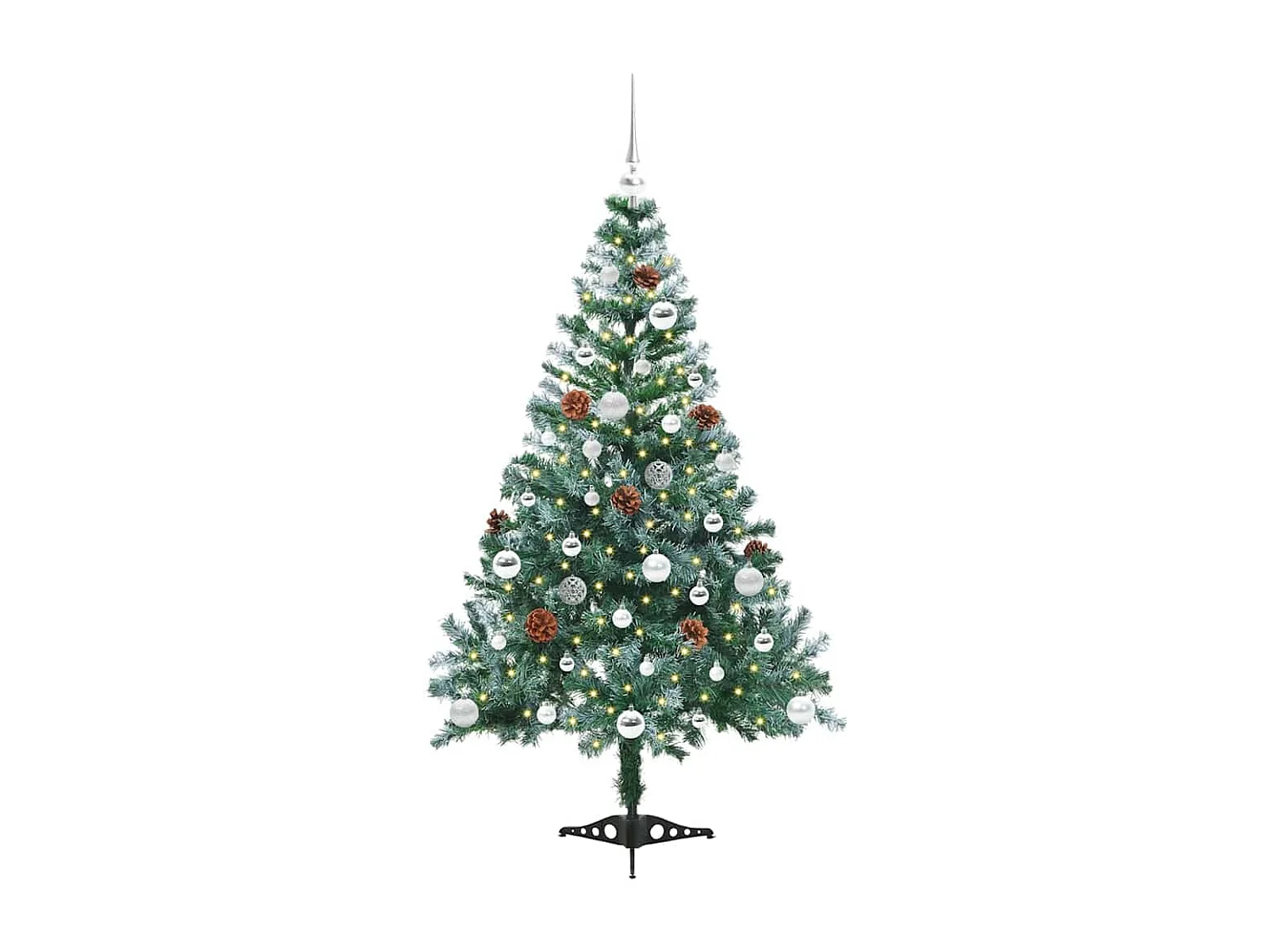 Albero di Natale artificiale con 150 LED Verde 150 cm PVC e Acciaio