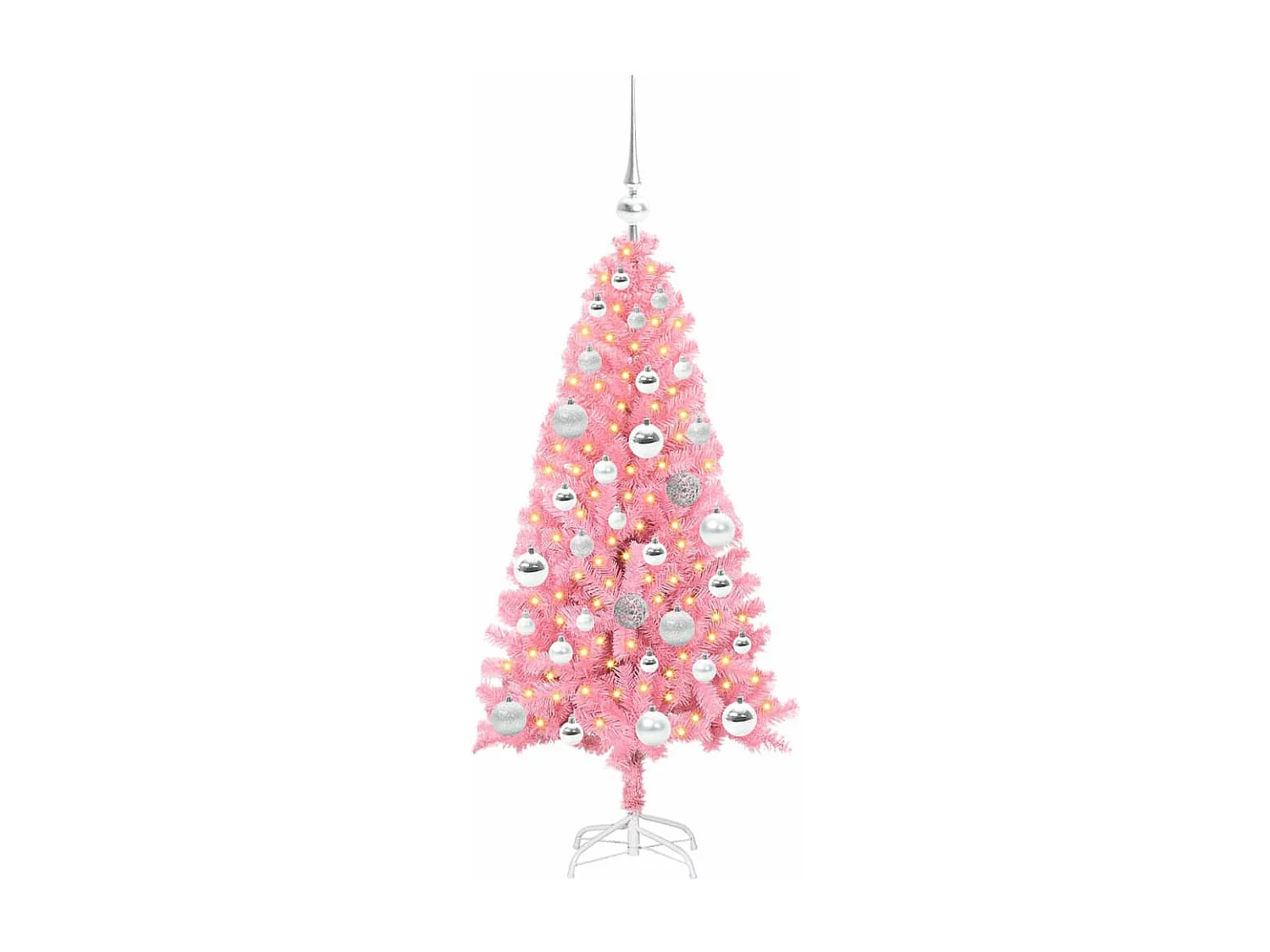 Kerstboom met 150 LED's met standaard Roze 120 cm PVC