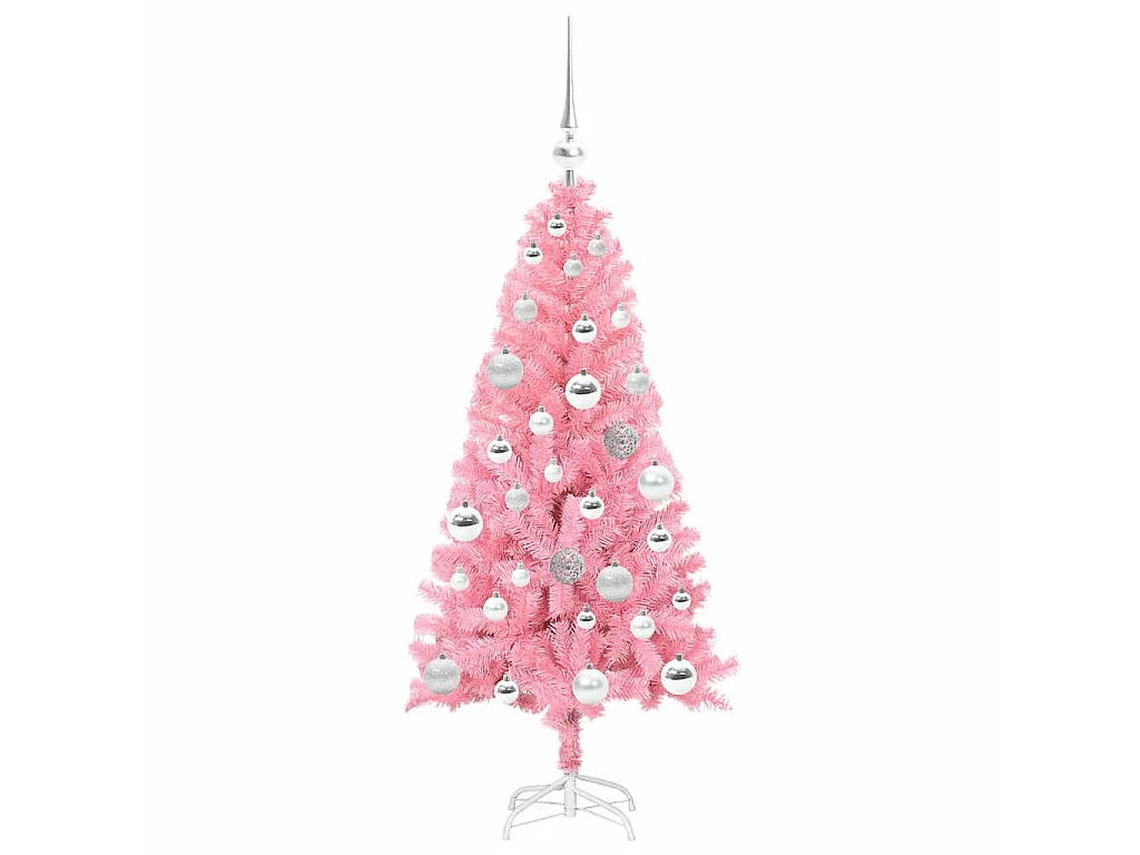 Sapin de Noël avec 150 LED avec support Rose 120 cm PVC
