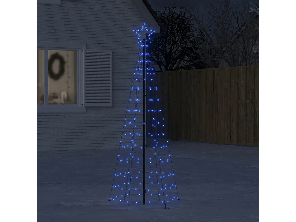 Sapin de Noël à LED avec piquets 220 LED bleu 180 cm