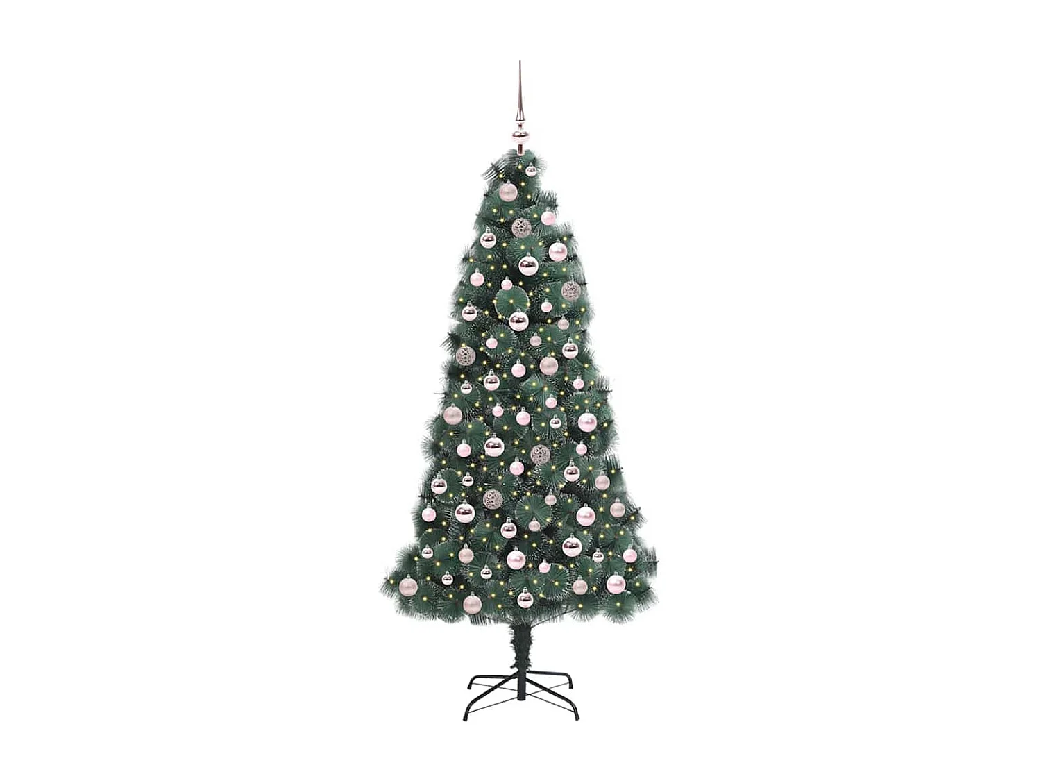 Voorverlichte kunstkerstboom met kerstballenset