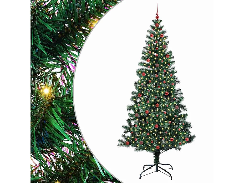 Albero di Natale artificiale preilluminato verde 240 cm PVC e metallo