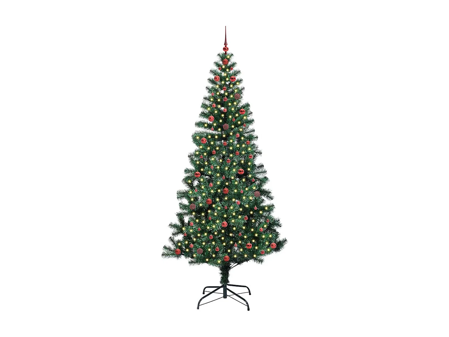 Albero di Natale artificiale preilluminato verde 240 cm PVC e metallo