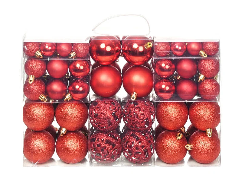 Ensemble de boules de Noël 100 pcs 3/4/6 cm Rouge
