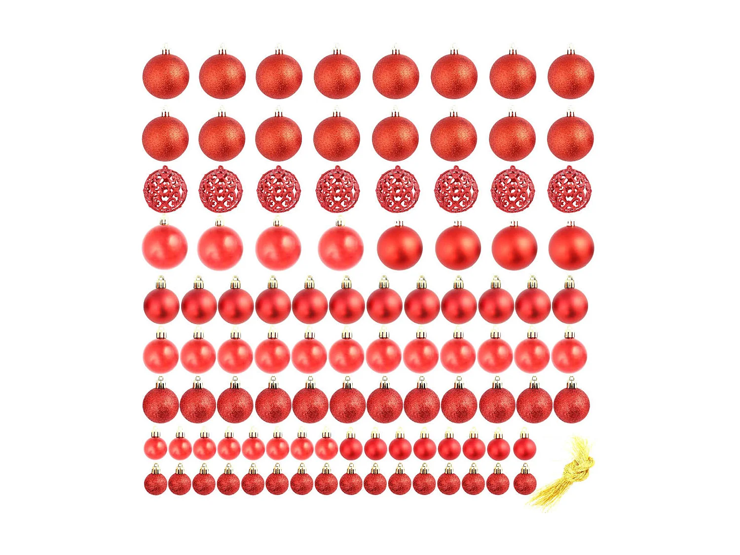 Ensemble de boules de Noël 100 pcs 3/4/6 cm Rouge