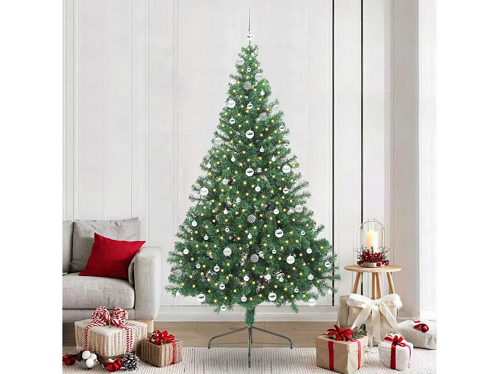 Albero di Natale artificiale preilluminato verde 240 cm in PVC