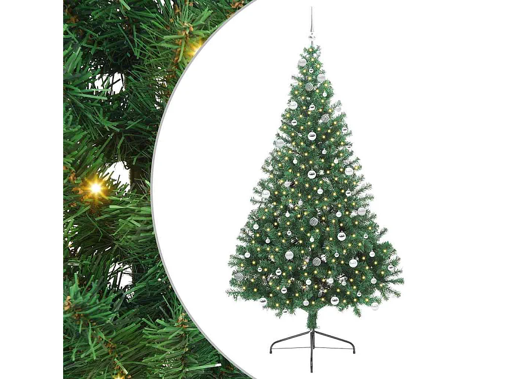 Albero di Natale artificiale preilluminato verde 240 cm in PVC