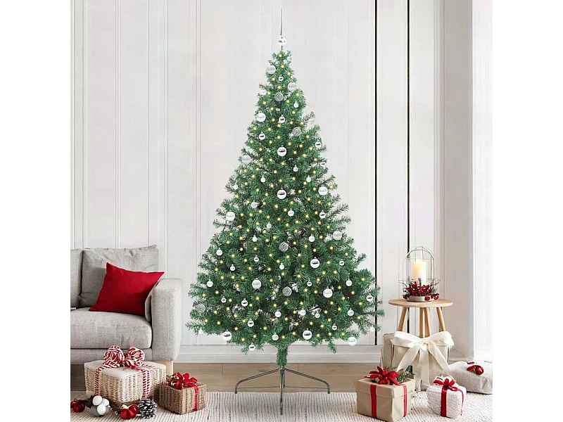 Albero di Natale artificiale preilluminato verde 240 cm in PVC