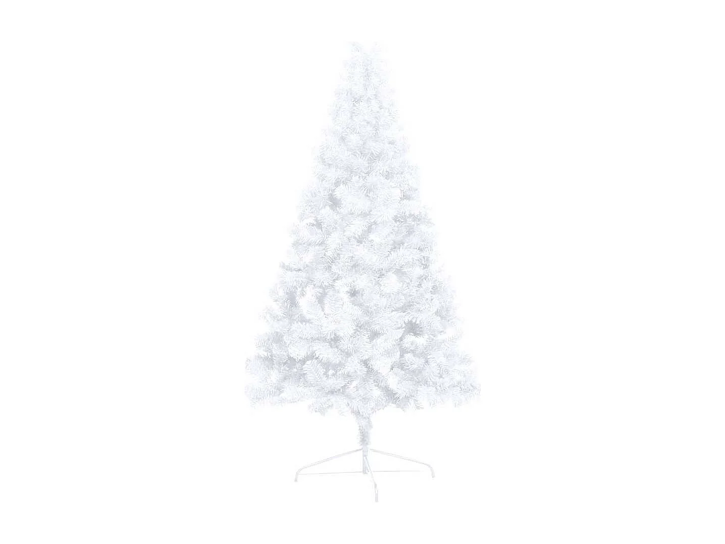 Demi-arbre de Noël artificiel pré-éclairé et boules blanc 150cm