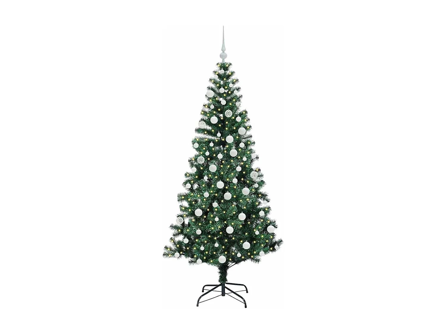 Albero di Natale artificiale preilluminato verde 180 cm PVC e metallo