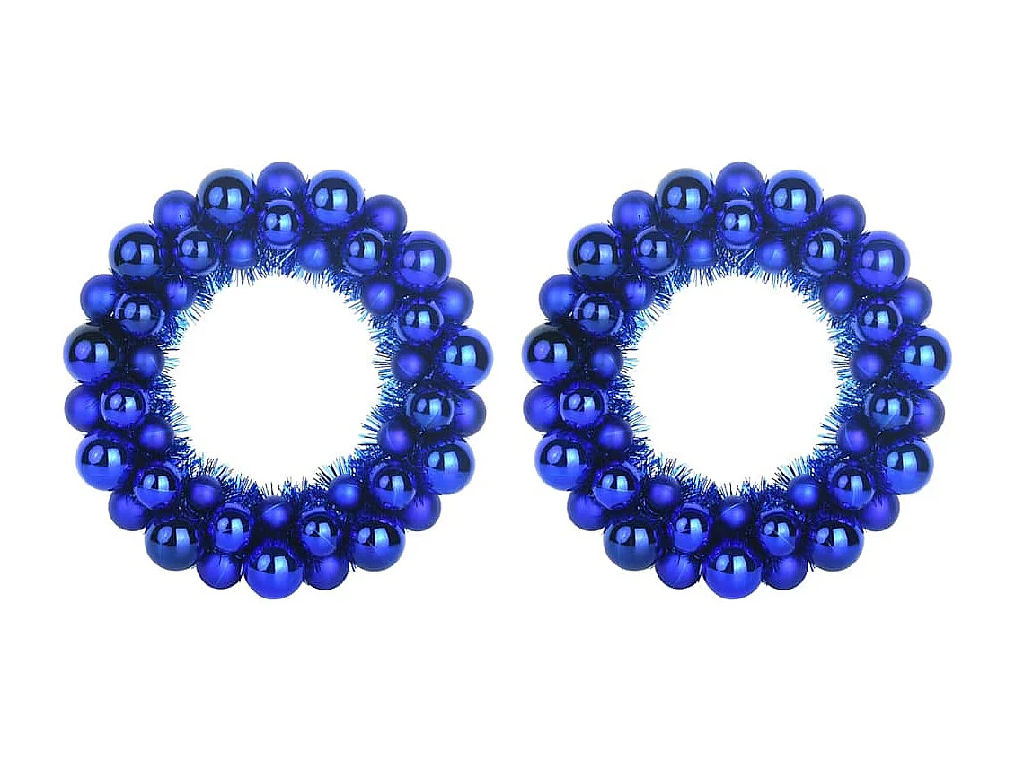 Couronnes de Boules de Noël 2 pcs Bleu 33 x 33 x 7 cm