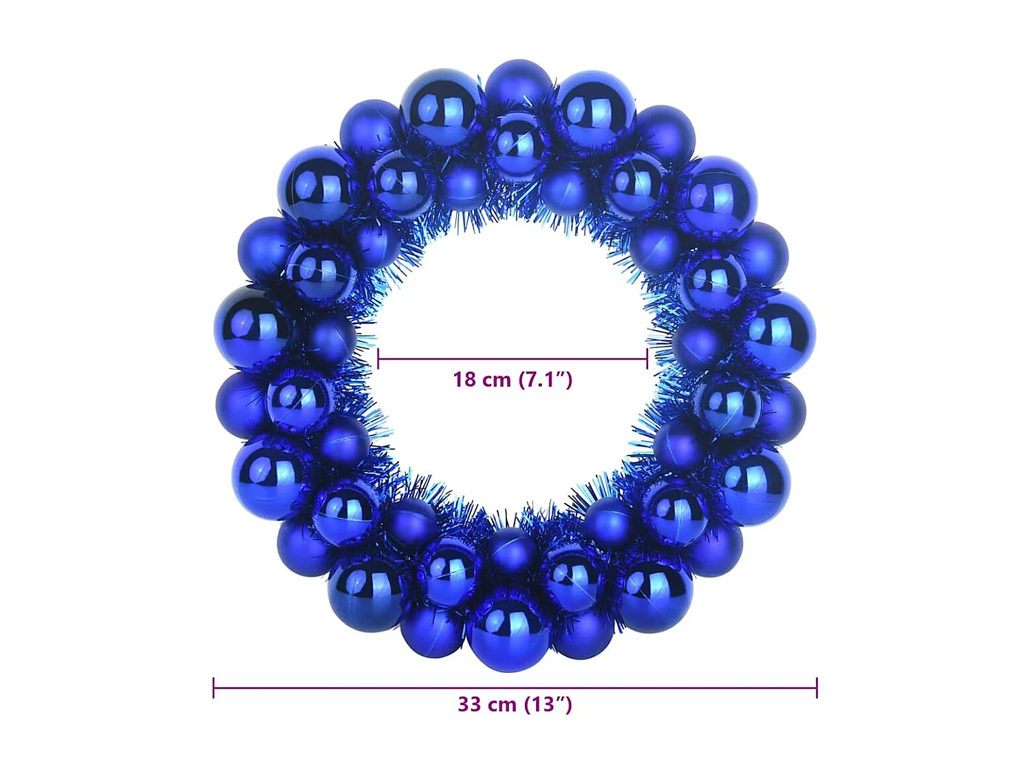 Couronnes de Boules de Noël 2 pcs Bleu 33 x 33 x 7 cm