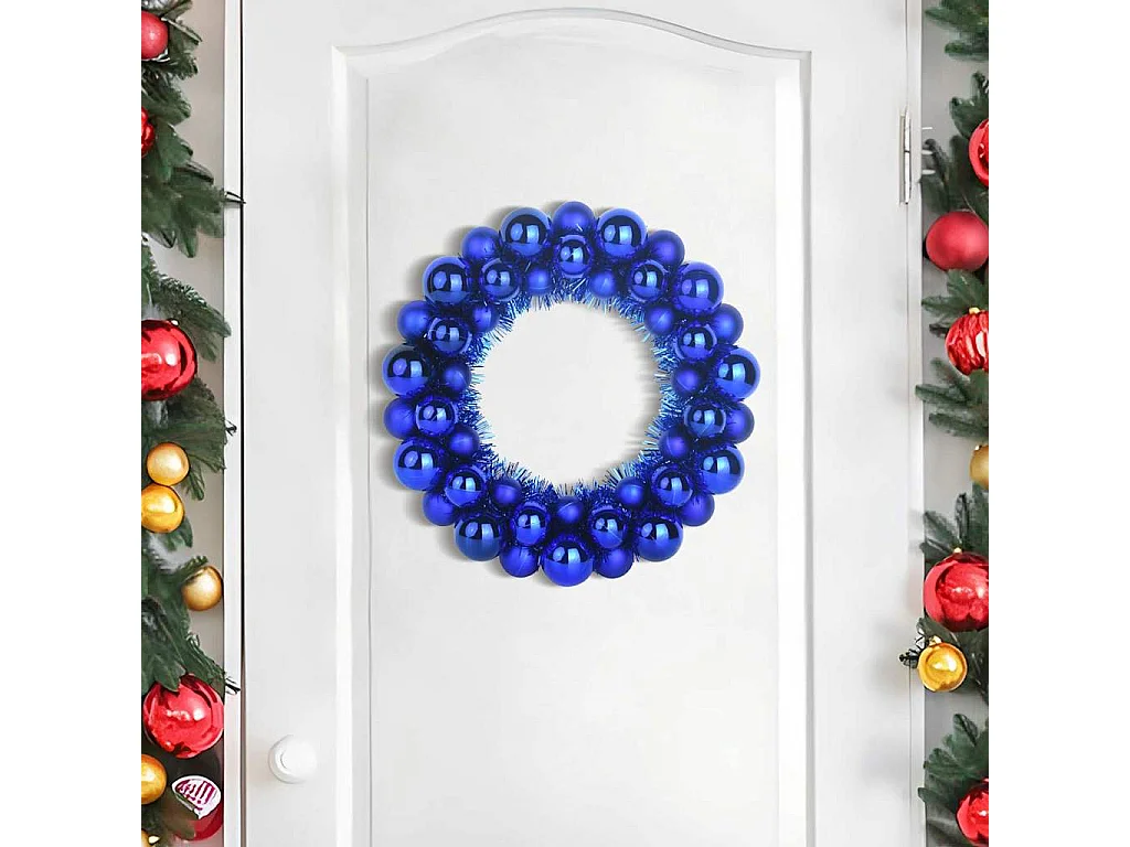 Couronnes de Boules de Noël 2 pcs Bleu 33 x 33 x 7 cm