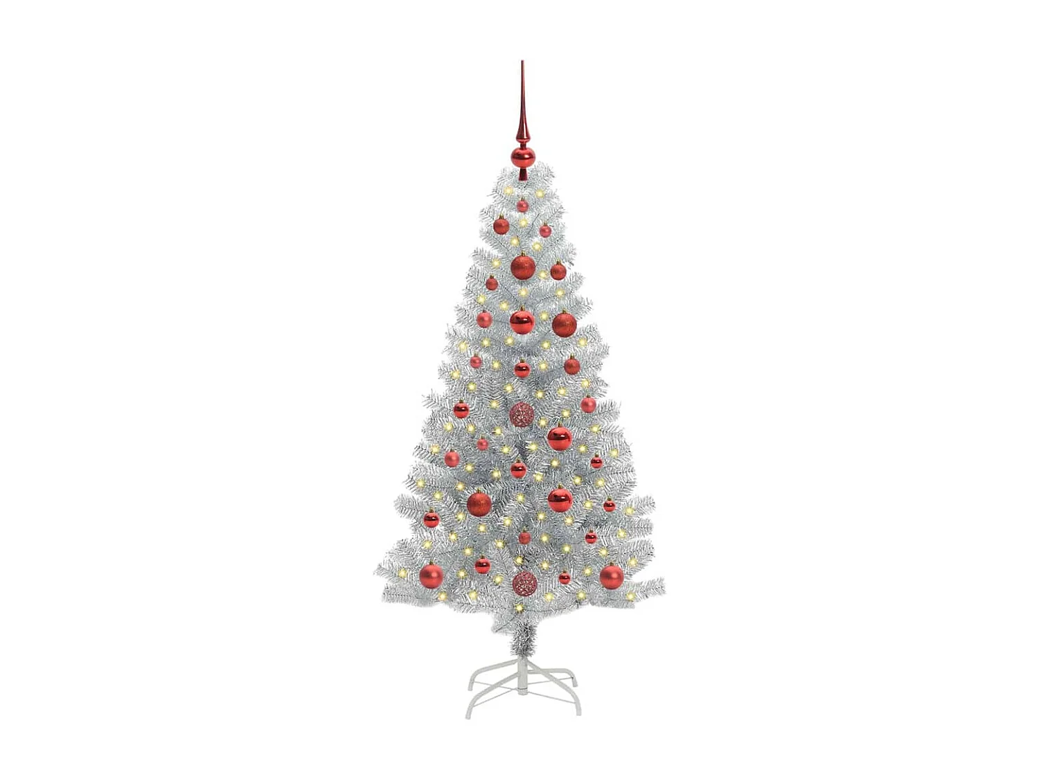 Sapin de Noël avec 150 LED avec support Argent 120 cm PET