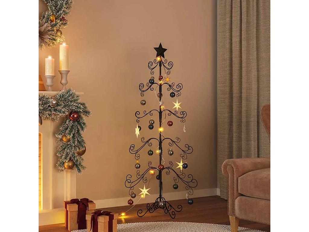 Arbre de Noël en métal pour décoration noir 150 cm