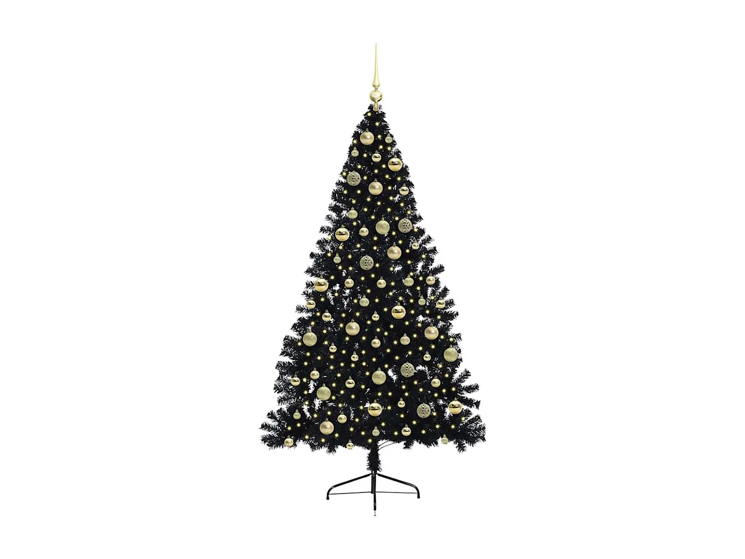 Sapin de Noël artificiel pré-éclairé Noir 210 cm PVC