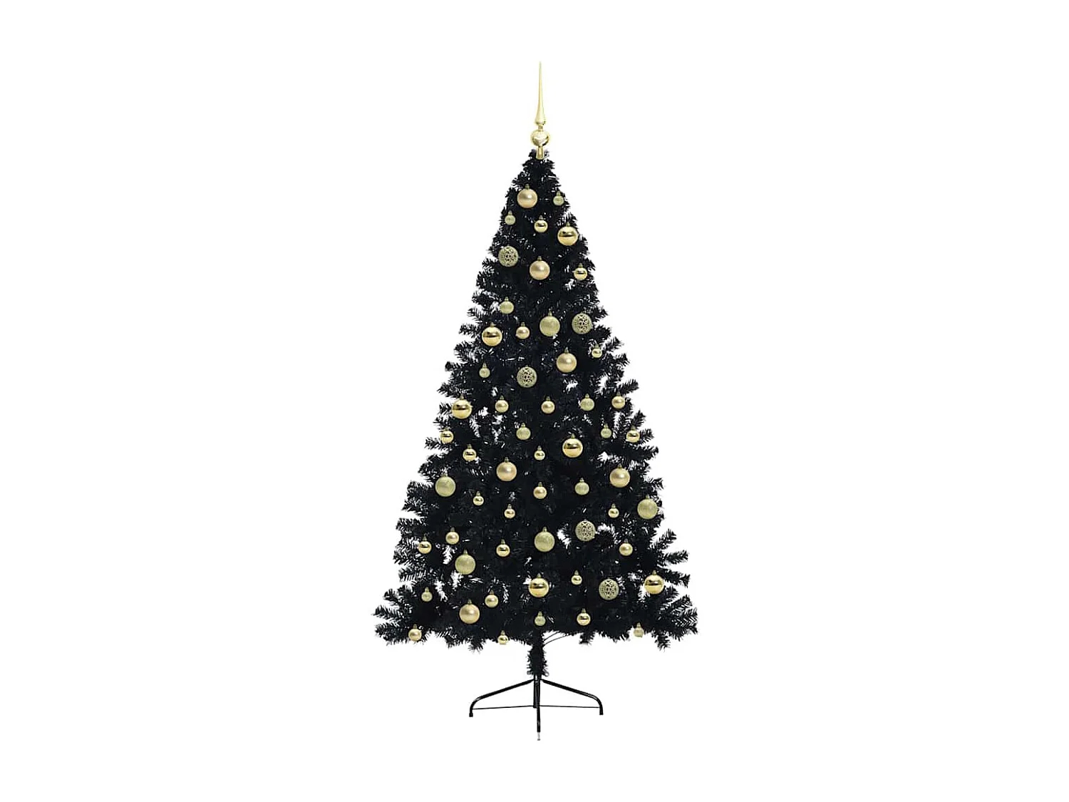 Sapin de Noël artificiel pré-éclairé Noir 210 cm PVC