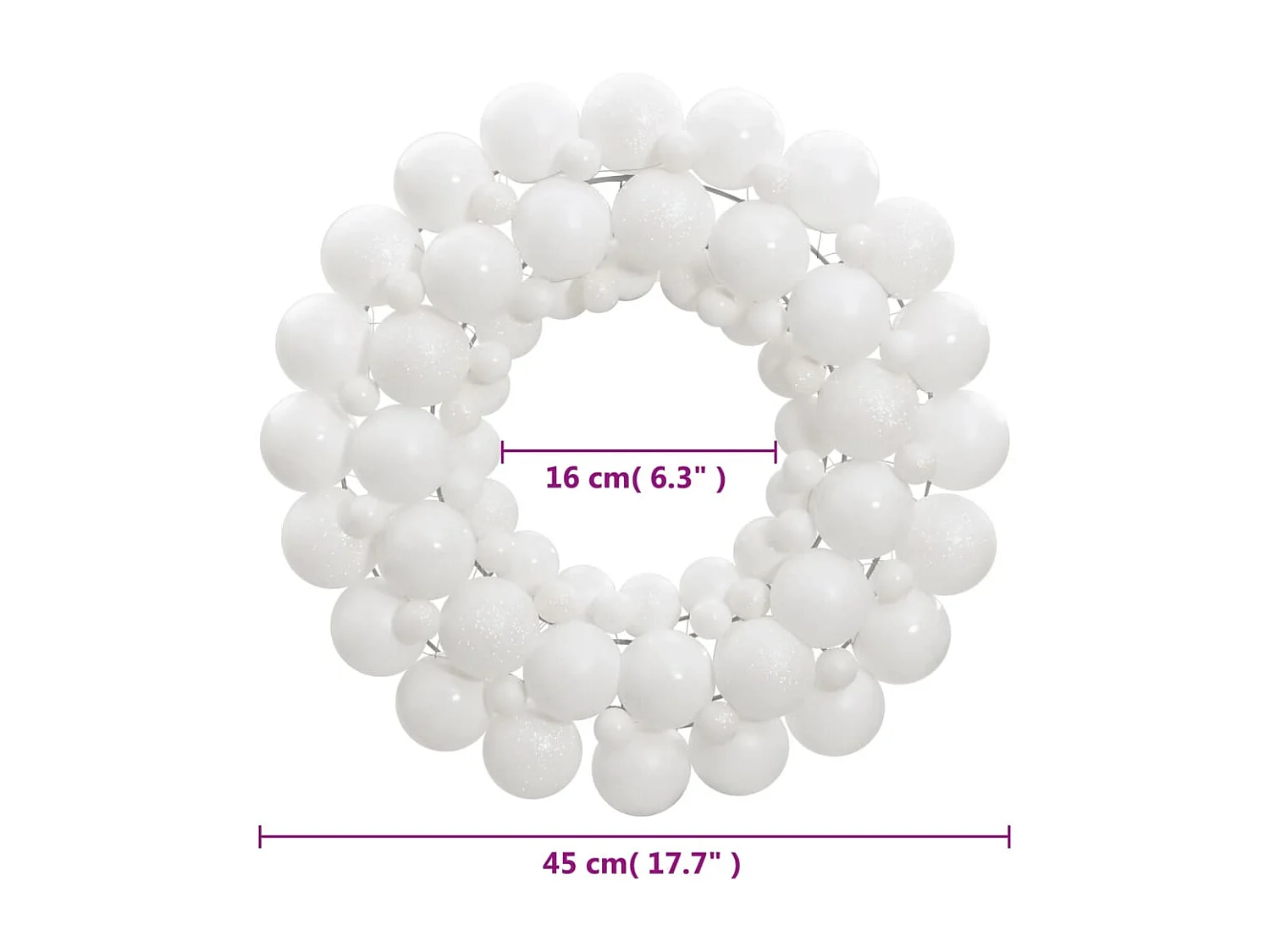 Couronne de Noël blanc 45 cm polystyrène