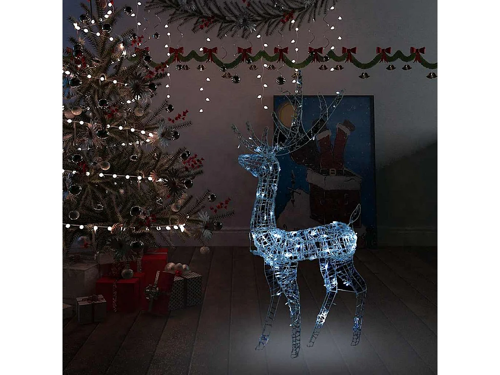 Kerstdecoratie rendier Acryl 140 LED koud wit 120 cm