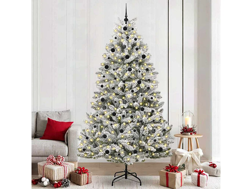 Sapin de Noël artificiel Vert et blanc 240 cm PVC et métal