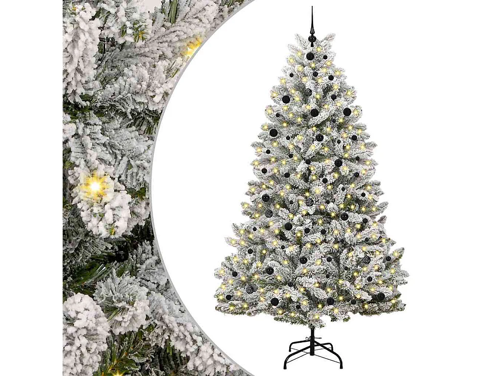 Sapin de Noël artificiel Vert et blanc 240 cm PVC et métal