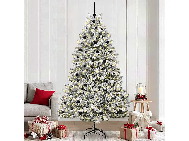 Sapin de Noël artificiel Vert et blanc 240 cm PVC et métal