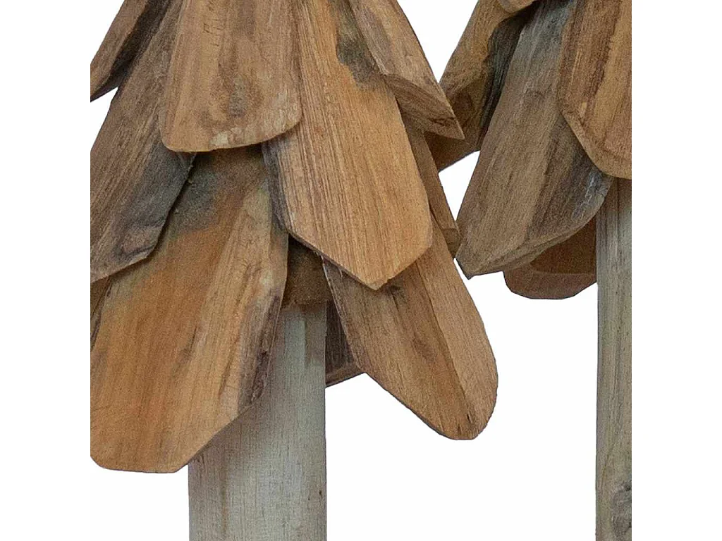 Sapin de Noël avec support 3 pcs Marron Bois de teck solide