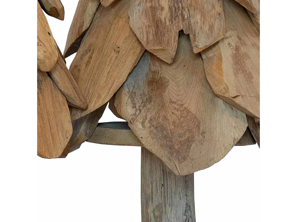 Sapin de Noël avec support 3 pcs Marron Bois de teck solide