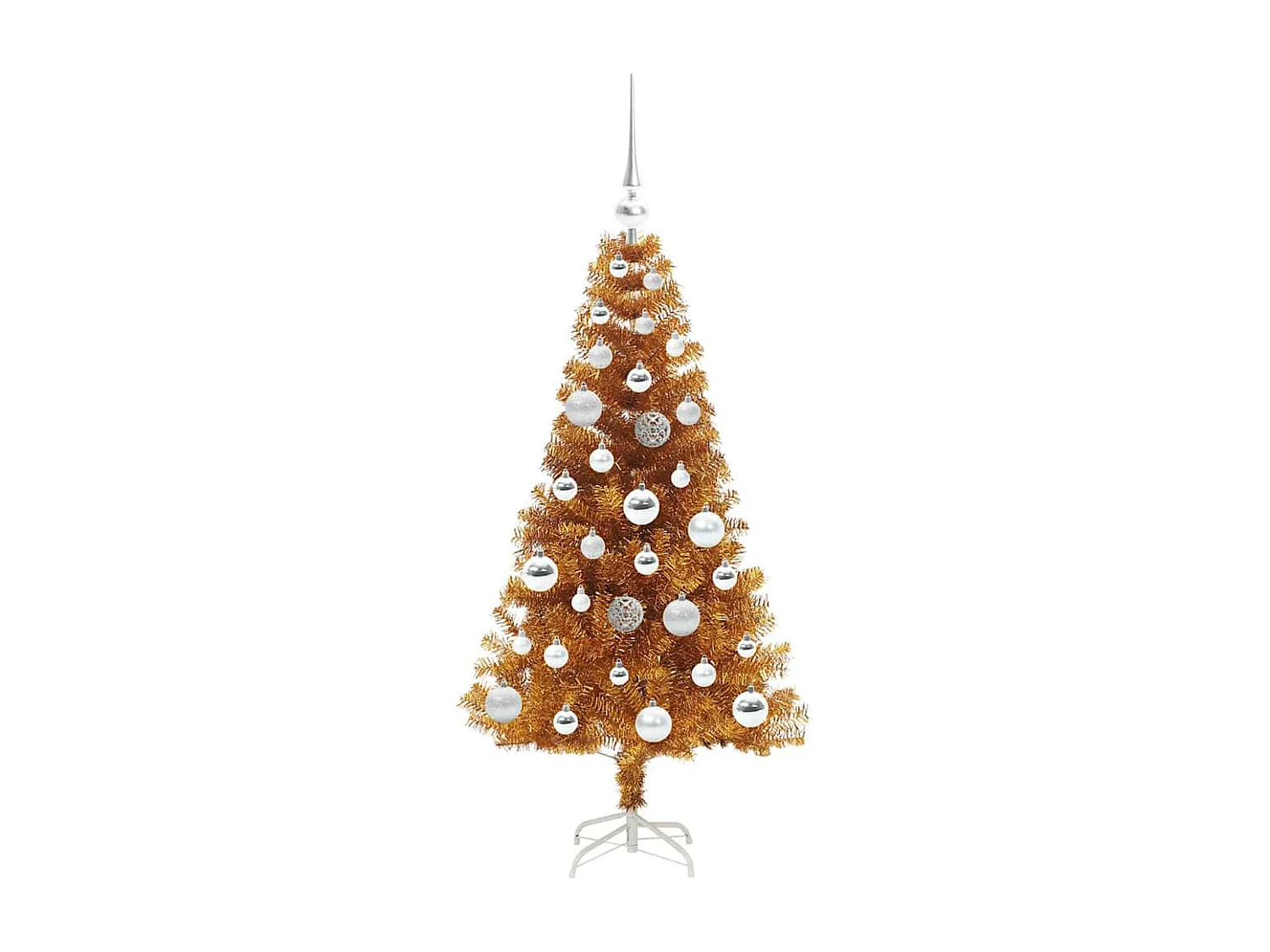 Sapin de Noël avec 150 LED avec support Doré 120 cm PET