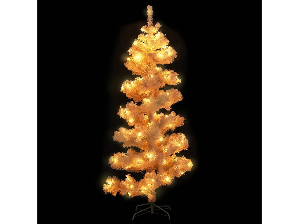 Arbre de Noël hélicoïdal pré-éclairé et support blanc 150cm PVC