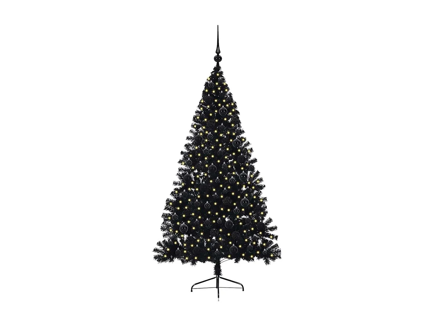 Albero di Natale artificiale preilluminato nero 180 cm in PVC