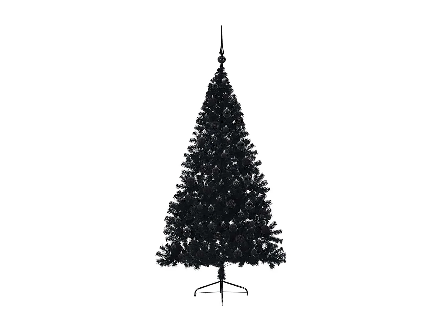 Albero di Natale artificiale preilluminato nero 180 cm in PVC