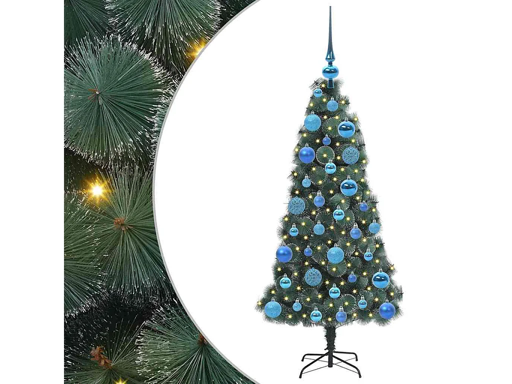 Albero di Natale artificiale preilluminato con set di palline