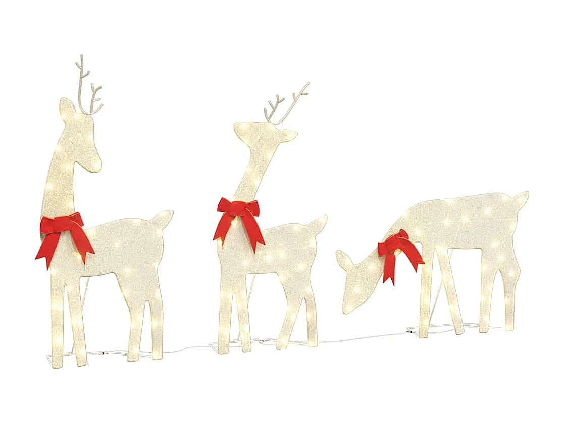 Kerstdecoratie rendier 3 stuks 90 LED warm wit