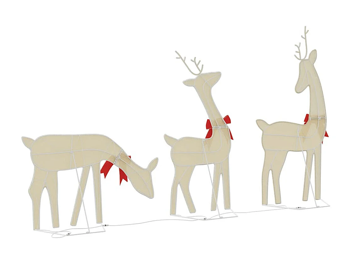 Kerstdecoratie rendier 3 stuks 90 LED warm wit