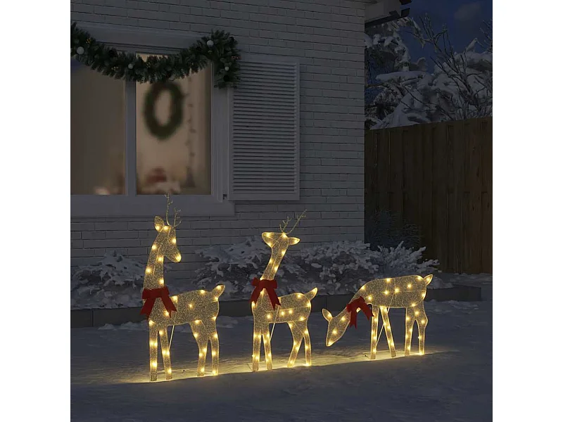 Kerstdecoratie rendier 3 stuks 90 LED warm wit