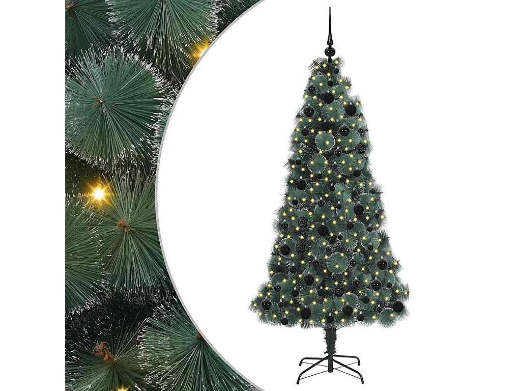 Voorverlichte kunstkerstboom met kerstballenset