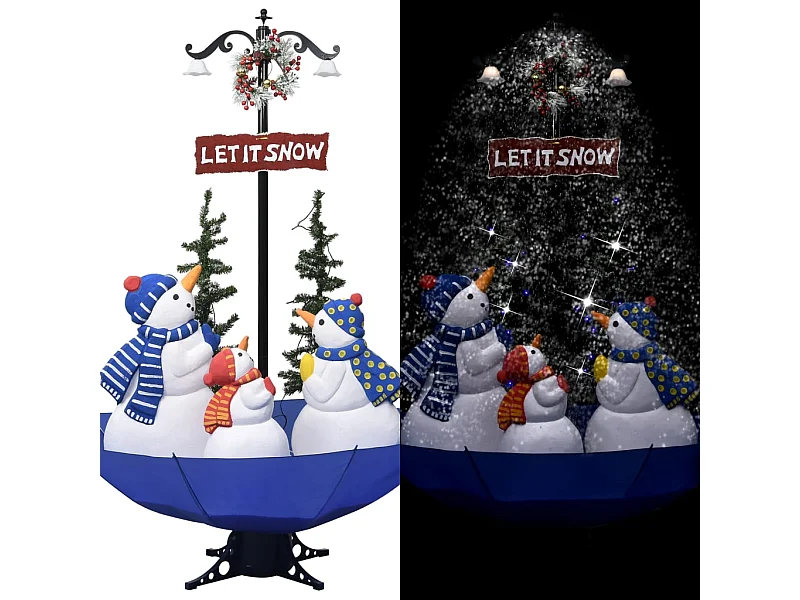 Schneebedeckter Weihnachtsbaum mit Schirmständer Blau 170cm PVC