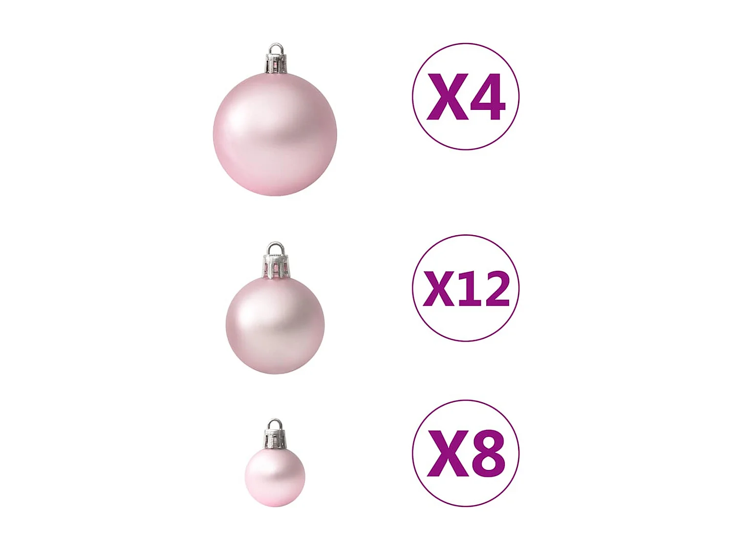 Ensemble de boules de Noël 100 pcs Rose